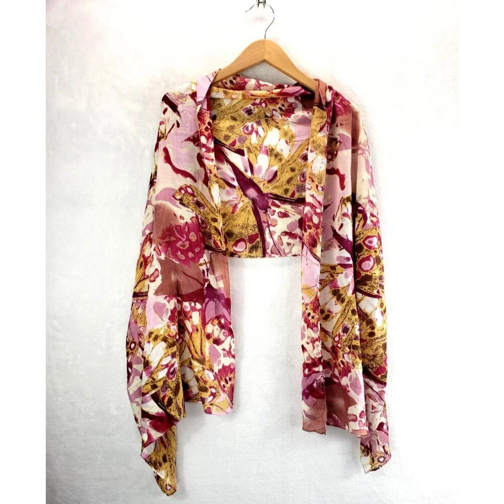 Pink Butterfly Watercolor Scarf by J Francis 70.5